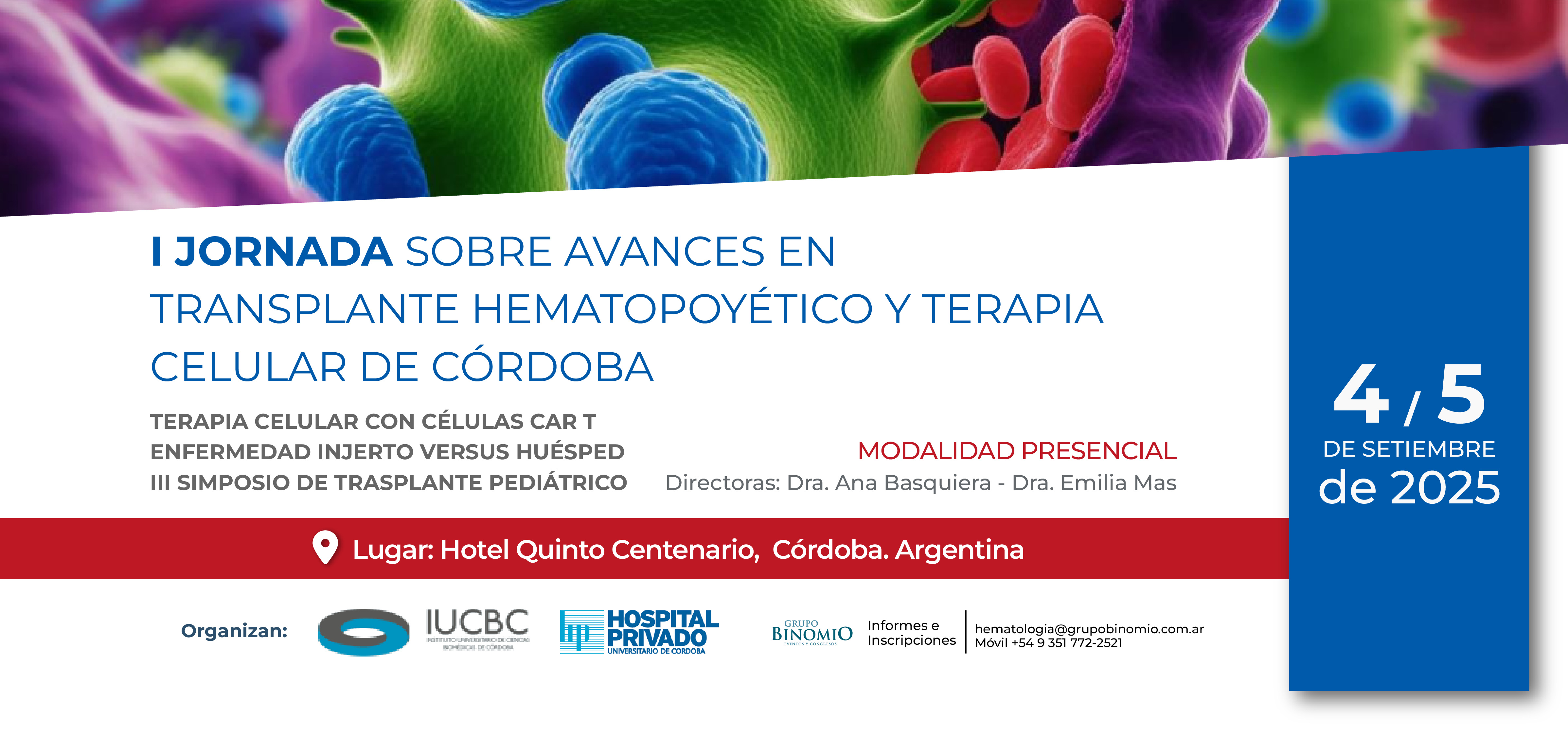 I JORNADA SOBRE AVANCES EN TRASPLANTE HEMATOPOYÉTICO Y TERAPIA CELULAR